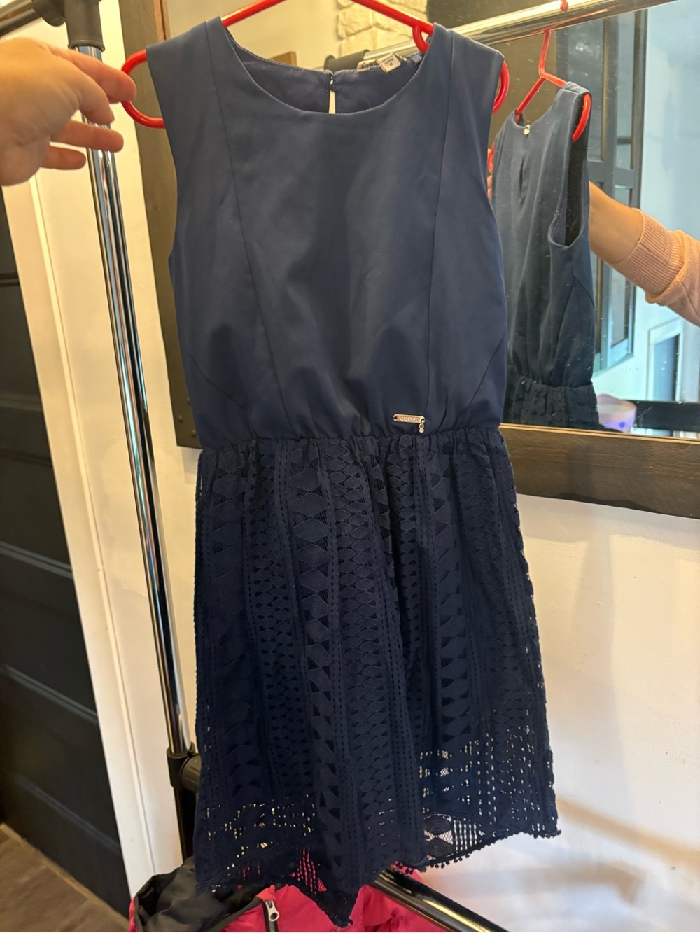 Guess Navy Blue Lace Fit-and-Flare Dress for Girls
